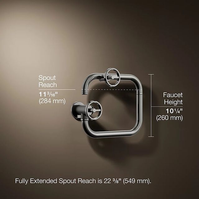 KOHLER® Billet® Vibrant Titanium Wall-Mount Pot Filler with Round Handle-2