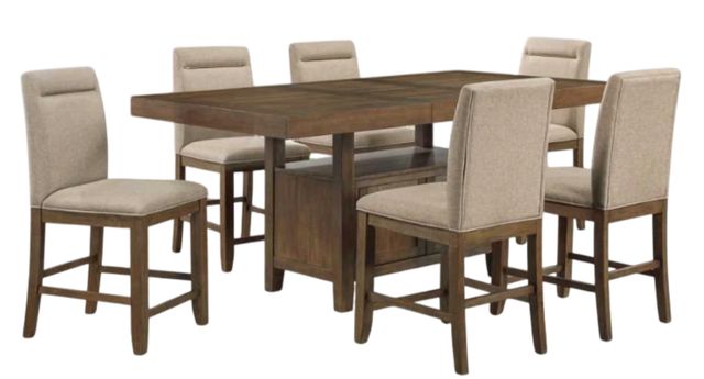 Steve Silver Co. Garland 7-Piece Distressed Toffee/Gray Counter Dining Table Set-0