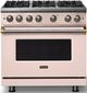 Viking® 5 Series 36" Blush Pro Style Gas (NG) Range with Brushed Brass Trim-0