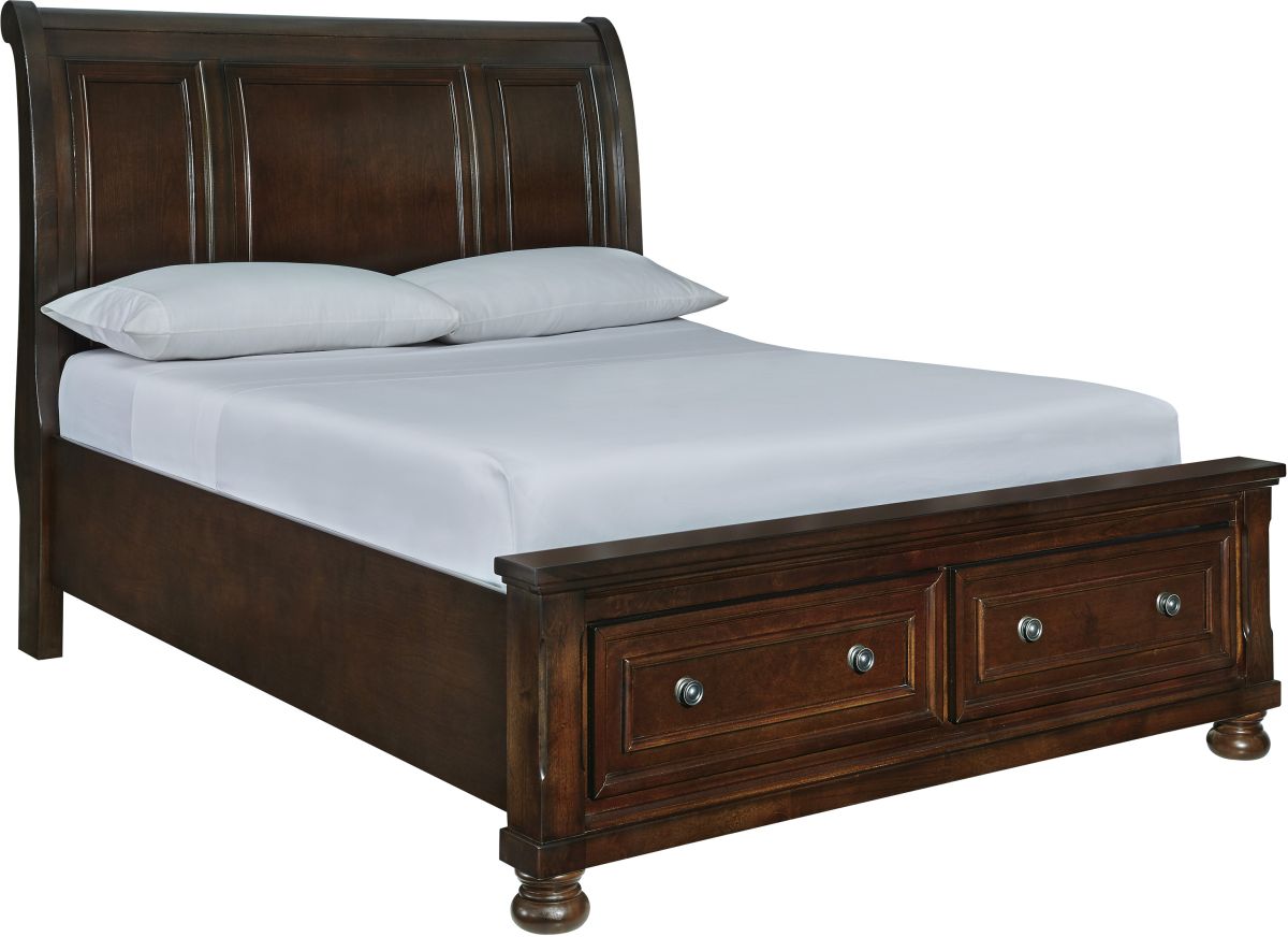 Millennium® By Ashley® Porter Rustic Brown Queen Sleigh Storage Bed ...