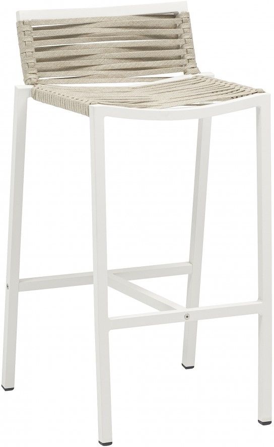 Meridian Furniture Maldives Beige/White Aluminum Outdoor Patio Bar Stool-0