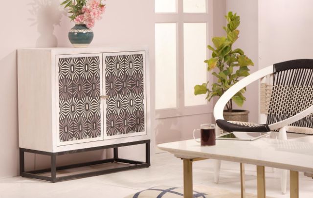 Jaipur Furniture Bone Inlay Charolette Washed White Cabinet-2