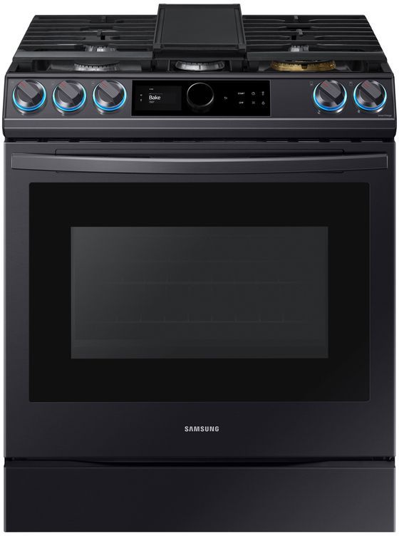 Samsung 30" Fingerprint Resistant Black Stainless Steel Front Control Slide-In Gas Range-1