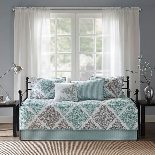Olliix by Madison Park Aqua Claire 6 Piece Reversible Daybed Cover Set-0