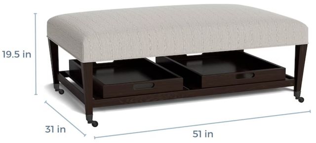 Bassett® Furniture Customizable Kara 51" Ottoman with Trays-3