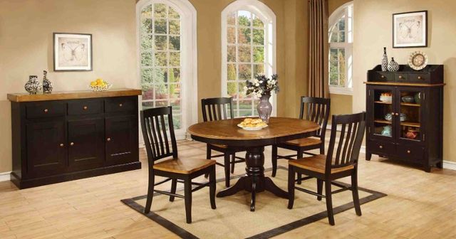 TEI Quinton Black/Pecan Slat Back Side Chair-1
