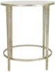 Zeugma Imports Glassy White Side Table with Silver Leaf Base-1