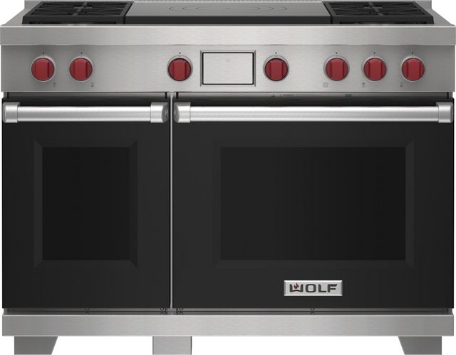 Wolf® 48" Black Pro Style Dual Fuel Range