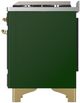 Ilve® Majestic III 40" Emerald Green Pro Style Dual Fuel Liquid Propane Range with Triple Glass Door and Brass Trim-4