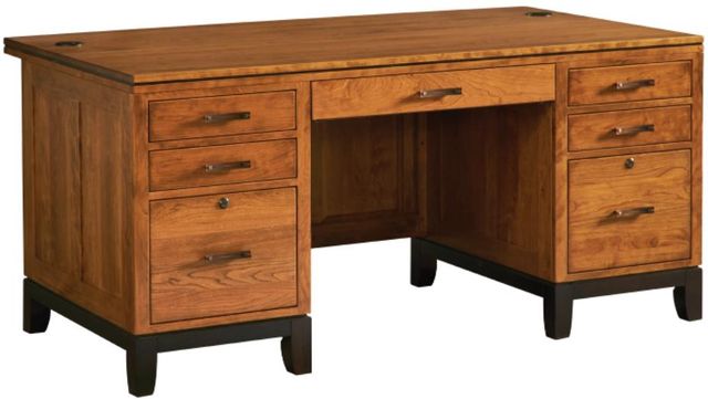 Urban Collections by Yutzy Woodworking Trieste Onyx/Retreat Cherry/Seely 60" Double Pedestal Executive Desk-0