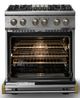 Viking® 5 Series 30" Stainless Steel Pro Style Dual Fuel (NG) Range with Brushed Brass Trim-1