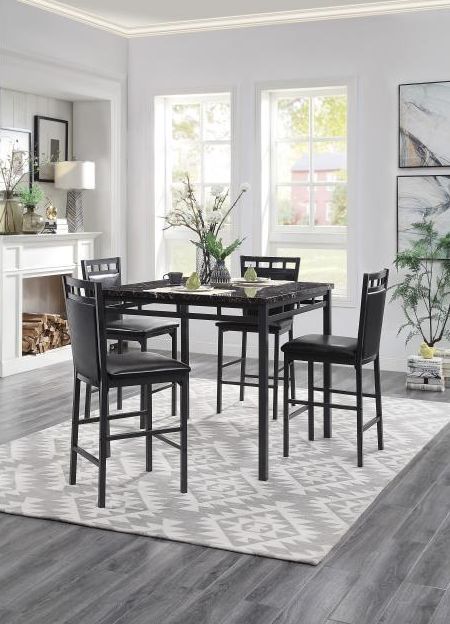Mazin Furniture Olney 5 Piece Dark Brown Counter Height Dinette Set-0