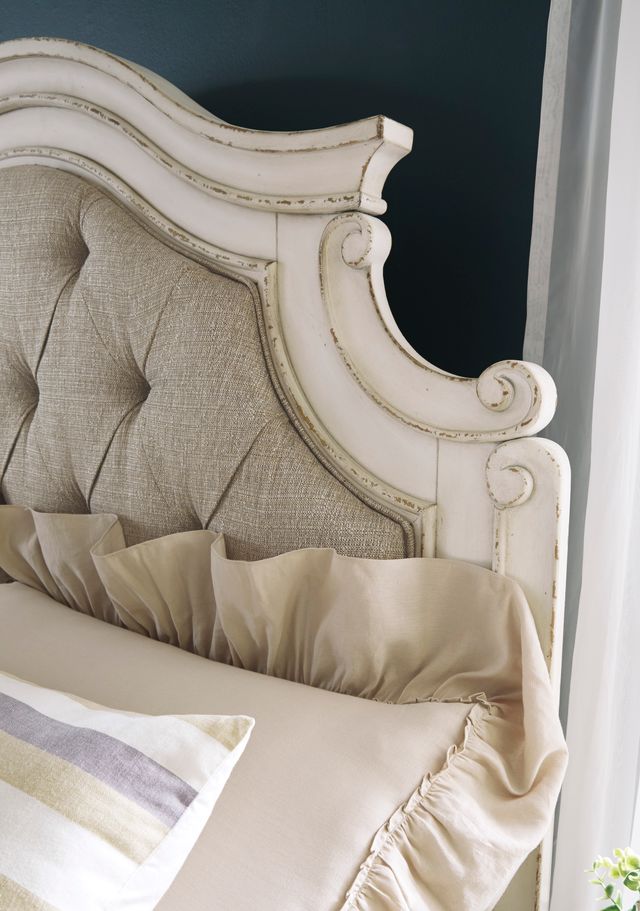 Signature Design by Ashley® Realyn Beige/Chipped White Full Upholstered Panel Headboard-3