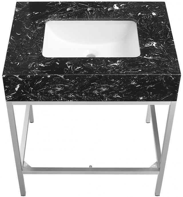 Meridian Furniture Marmo Black/Brushed Chrome 30" Bathroom Vanity-3