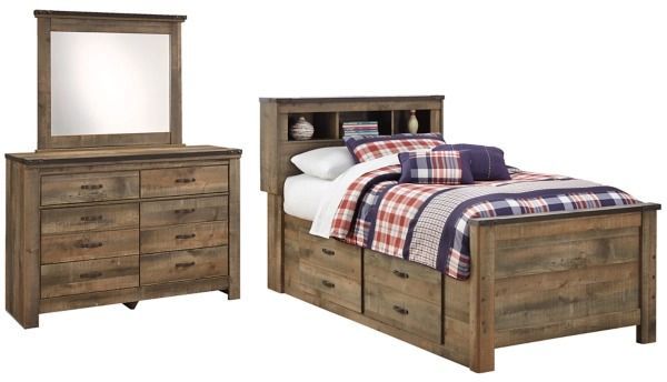 Signature Design by Ashley® Trinell 2-Piece Brown Twin Bookcase Storage Bed Set-0