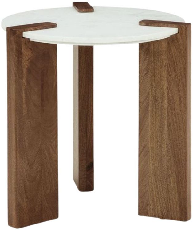 Signature Design by Ashley® Isanti White End Table with Brown Base-0