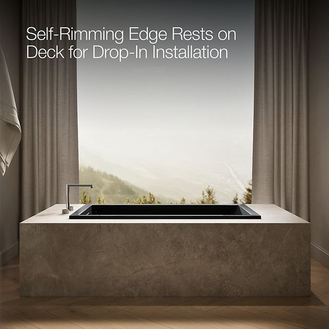 KOHLER® Underscore® Black 60" x 32" Drop-In Heated Whirlpool Bath-3