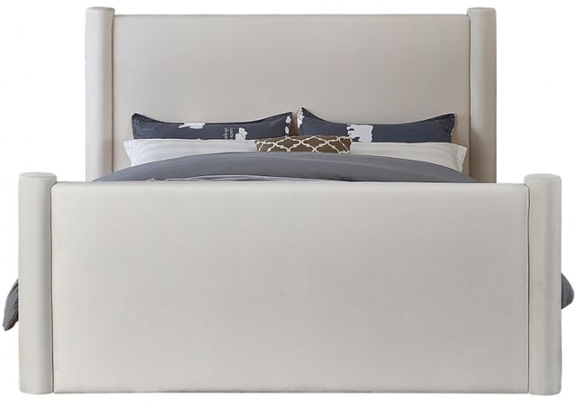 Meridian Furniture Elias Cream Velvet Full Upholstered Panel Bed-1