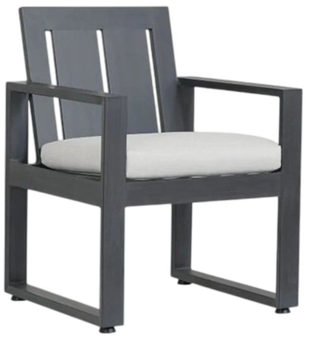 Sunset West Redondo Slate Aluminum Outdoor Dining Arm Chair with Cast Silver Cushion-0