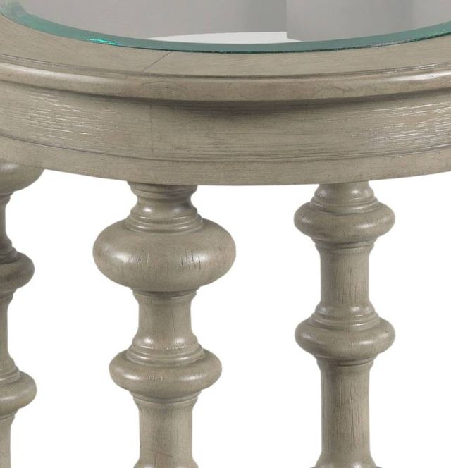 England Furniture Tigbee Glass Top Round End Table with White Oak Base-1