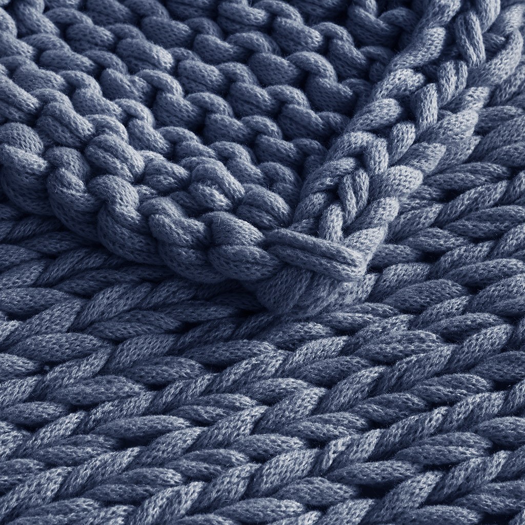 Olliix by Madison Park Chunky Double Knit 1 Dark Blue