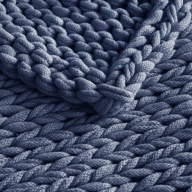 Olliix by Madison Park Chunky Double Knit 1 Dark Blue Handmade Chunky Double Knit Throw-1