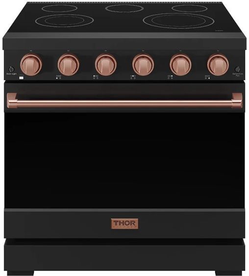 Thor Kitchen® Gordon Ramsay 36" Black/Rose Gold Freestanding Pro Style Electric Range-0