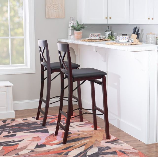 Linon Triena Merlot X Back Folding Stool-1
