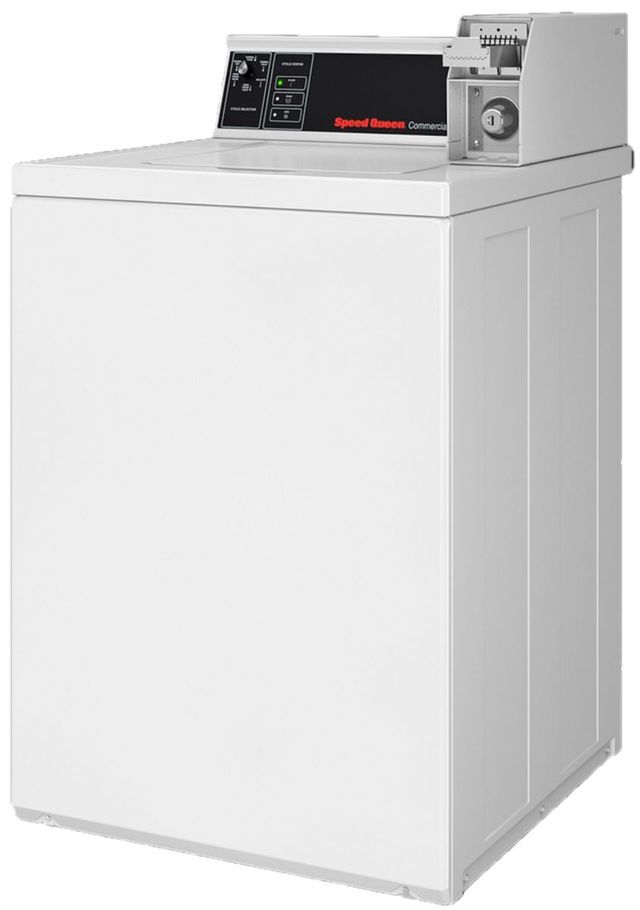 Speed Queen® Commercial 3.19 Cu. Ft. White Agitator Coin Slide Top Load Electric Washer-2