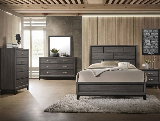 Crown Mark Akerson Gray Queen Panel Bed-1
