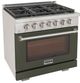 Kucht Professional KFX Series 36" Stainless Steel Pro Style Natural Gas Range with Olive Green Door and True Simmer Burners-1