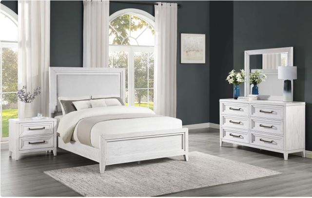 Coaster® Marielle 4-Piece Distressed White Eastern King Panel Bedroom Set-0