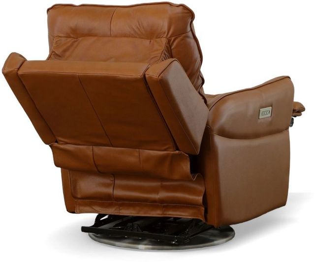 Flexsteel® Spin Dark Orange Swivel Power Recliner with Power Headrest and Lumbar-3