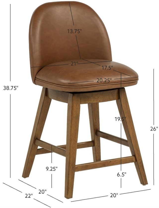 Powell® Brynn 2-Piece Brown Big and Tall Swivel Counter Stool Set-2
