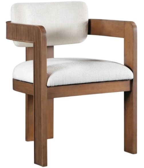 Meridian Furniture Sacha Cream/Walnut Linen Textured Upholstered Dining Chair-0