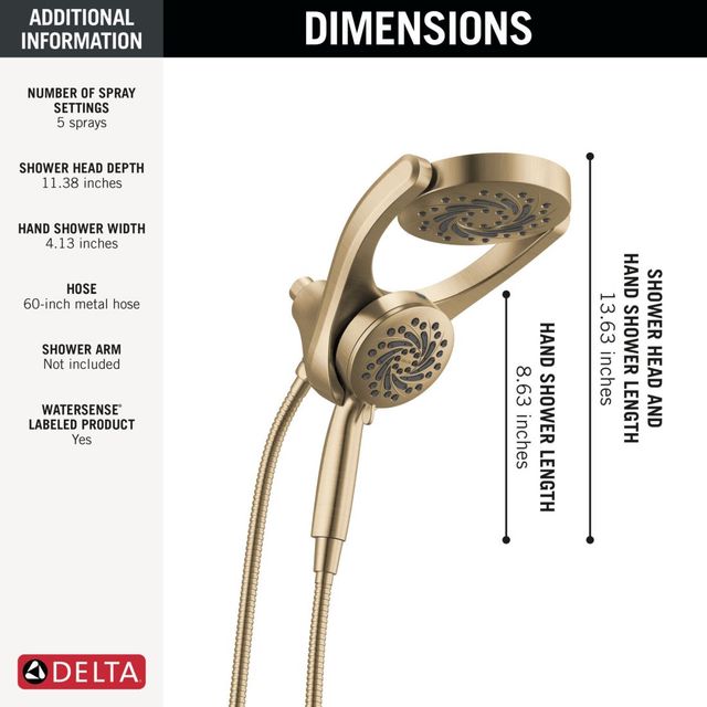 Delta Universal Showering Champagne Bronze 5-Setting HydroRain® with ProClean®-3