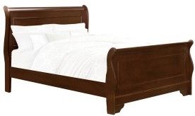 Mazin Furniture Abbeville Brown Cherry Queen Sleigh Bed