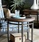 Hammary® Austin Antiqued Medium Brown Round End Table with Hammered Bronze Frame-1