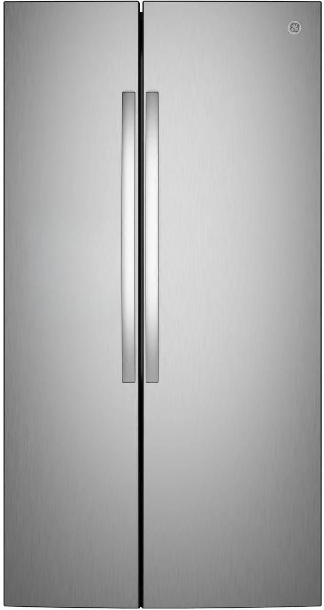 GE® 36" 24.2 Cu. Ft. Fingerprint Resistant Stainless Steel Counter Depth Side-By-Side Refrigerator with Internal Dispenser and In-Door Icemaker-0