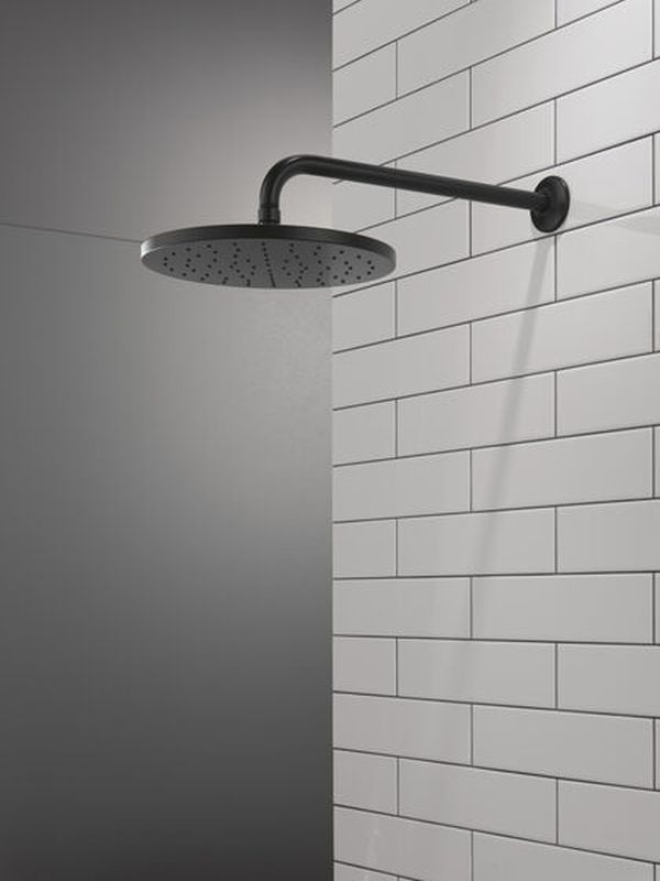 Delta Universal Showering Components Matte Black 10" Single-Spray Raincan Shower Head-2