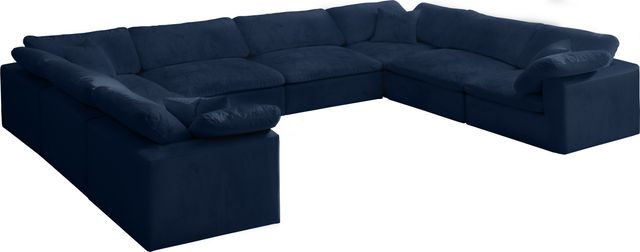 Meridian Furniture Cozy 8-Piece Navy Velvet Cloud Modular Sectional-0