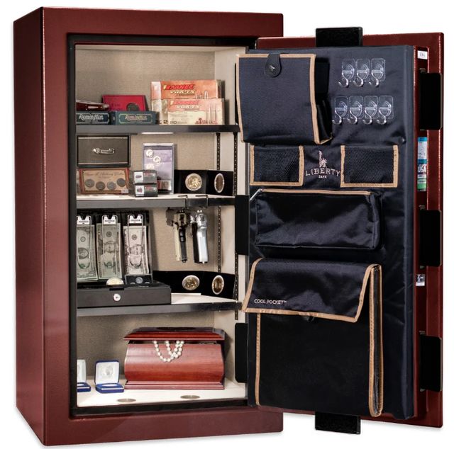 Liberty Safe Premium Home Burgundy Gloss/Black Chrome 12 Gun Safe-1