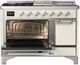 Ilve® Majestic III 48" Antique White Pro Style Dual Fuel Natural Gas Range with 5 Black Brass Burners and Chrome Trim-2