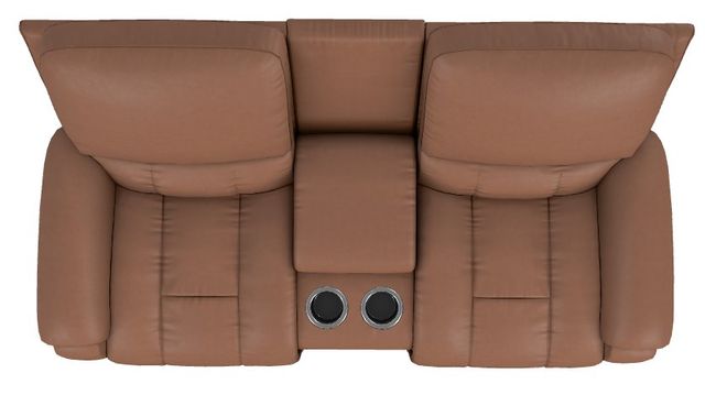 La-Z-Boy® Greyson Caramel Leather Power Reclining Loveseat with Console and Headrest-4