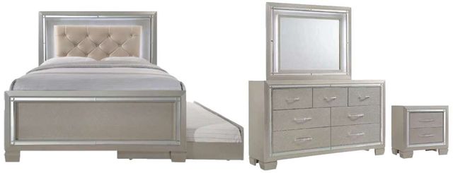Elements International Platinum 4-Piece Champagne Youth Full Panel Bedroom Set-0