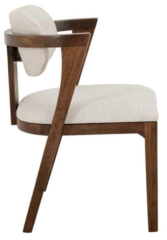 International Furniture Direct Zaphiro Lacquer Brown/White Upholstered Dining Arm Chair-3