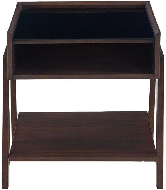Riverside Furniture Walnut Park Glass Top End Table with Dark Walnut Base-2