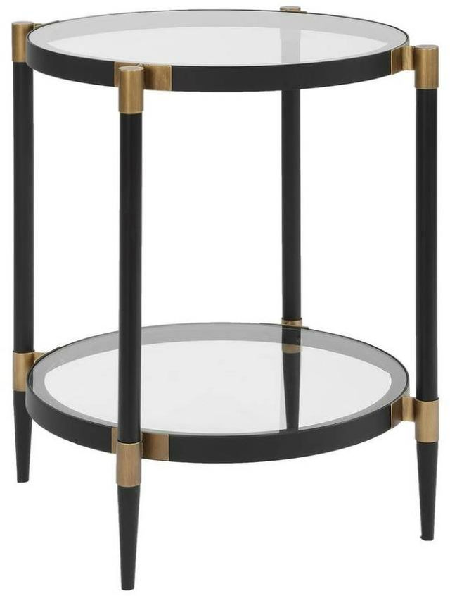Uttermost® Chadid Glass Top Side Table with Black Frame and Gold Accents-0
