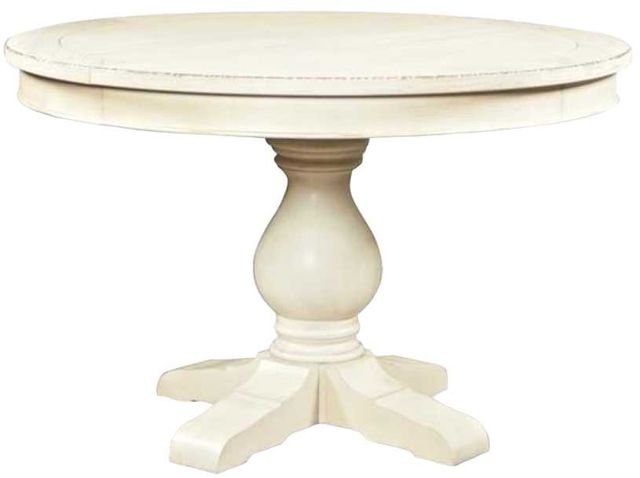 Riverside Furniture Aberdeen Weathered Worn White 18" Leaf Round Dining Table-0
