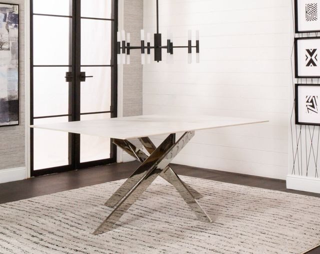 Cramco Aldo White Sintered Stone Top Dining Table with Chrome Base-4